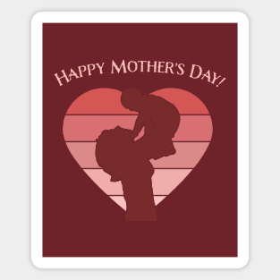 Happy Mother's Day Heart Mom Holding Child Retro Vintage Magnet